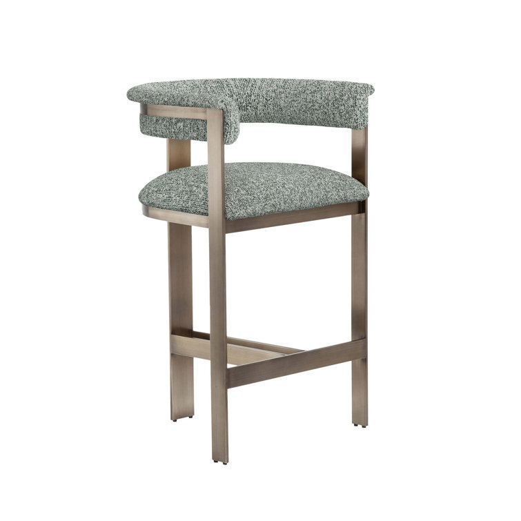 Darcy Art Moderne 26" Pool and Antique Bronze Upholstered Counter Stool