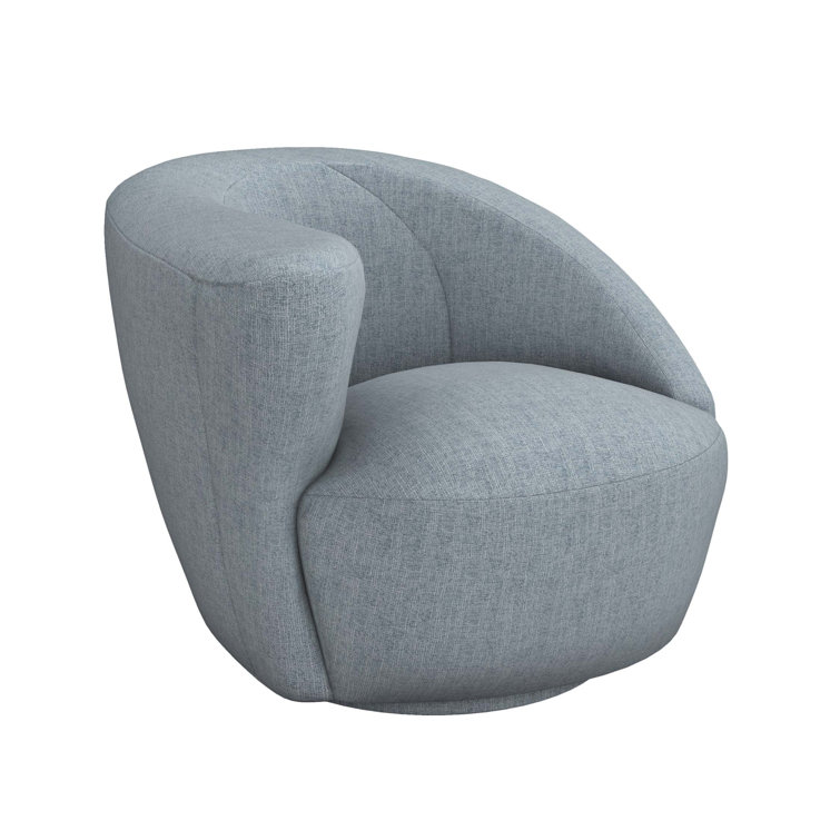 Azure Marsh Chenille Left-Facing Swivel Armchair
