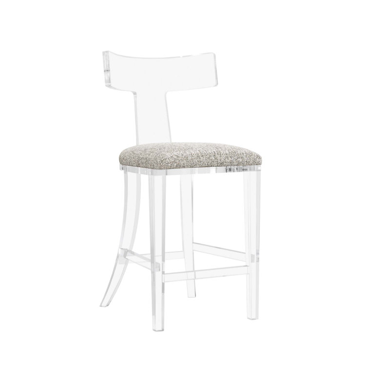 Tristan 26'' Clear Acrylic Counter Stool with Breeze Upholstery