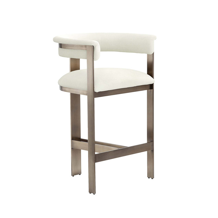Darcy Fawn Taupe Shell Upholstered 26'' Counter Stool, Antique Bronze Frame