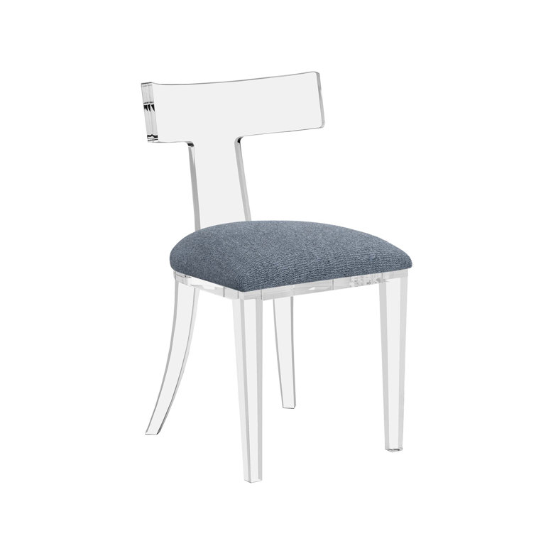 Azure Plush Upholstered Side Chair with Clear Acrylic Frame