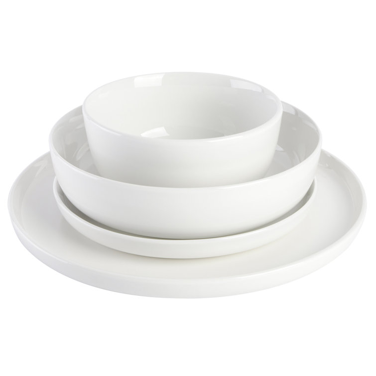 Oslo White Porcelain 16-Piece Dinnerware Set, Service for 4