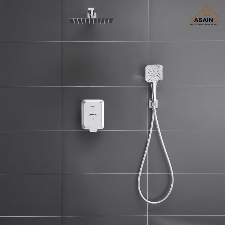 Chrome Dual Square Rain Handheld Wall Mounted Shower System