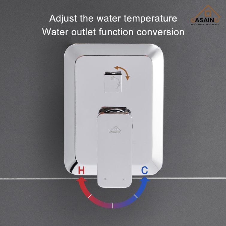 Chrome Dual Square Rain Handheld Wall Mounted Shower System
