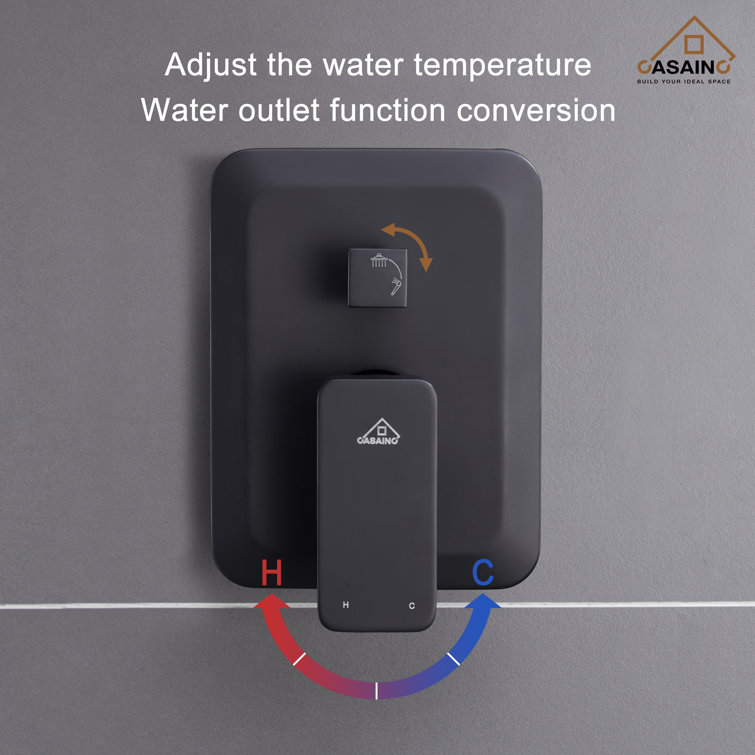 Matte Black Dual Square Rain Shower System with Handheld