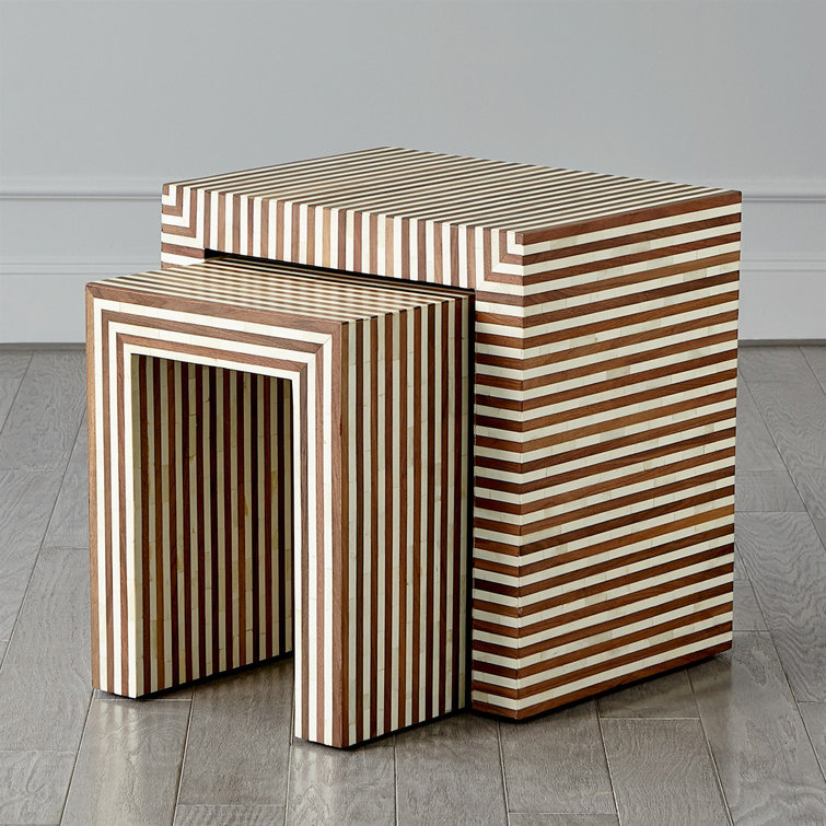 Sienna Rectangular Solid Mango & Walnut Wood Nesting End Table