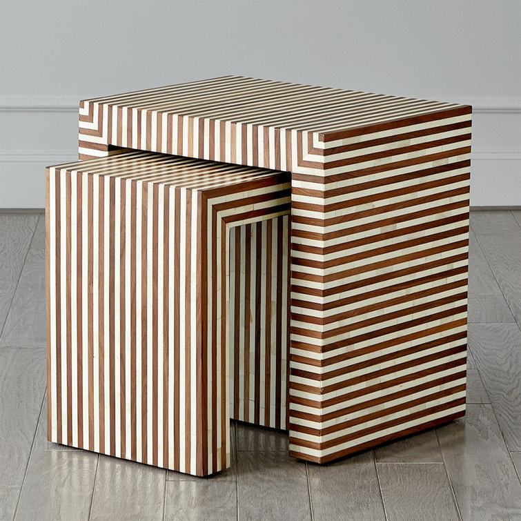 Sienna Rectangular Solid Mango & Walnut Wood Nesting End Table