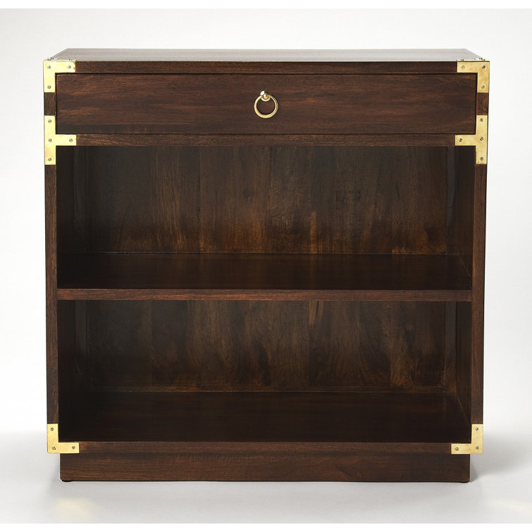 Forster Campaign Kids 28" Brown Bookcase with Gold Hardware