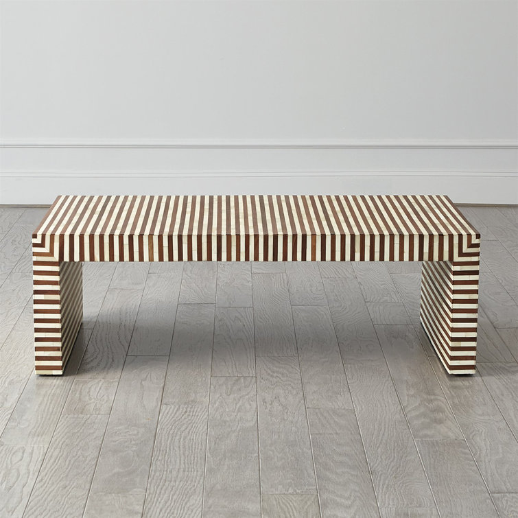 Sienna Rectangular Solid Wood Coffee Table in Walnut & Bone