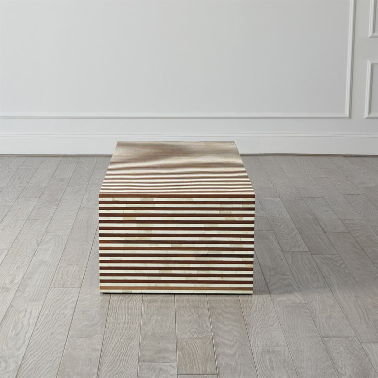 Sienna Rectangular Solid Wood Coffee Table in Walnut & Bone