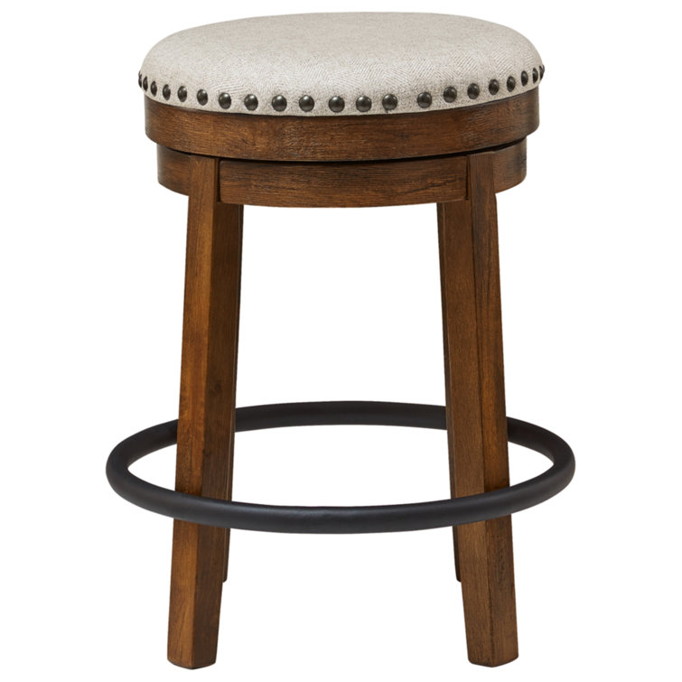 Valebeck Transitional Swivel Counter Stool in Black and Beige