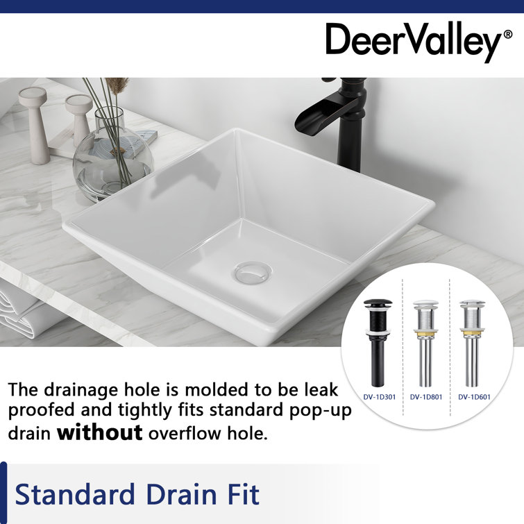 Ace 16'' Square White Ceramic Vessel Sink