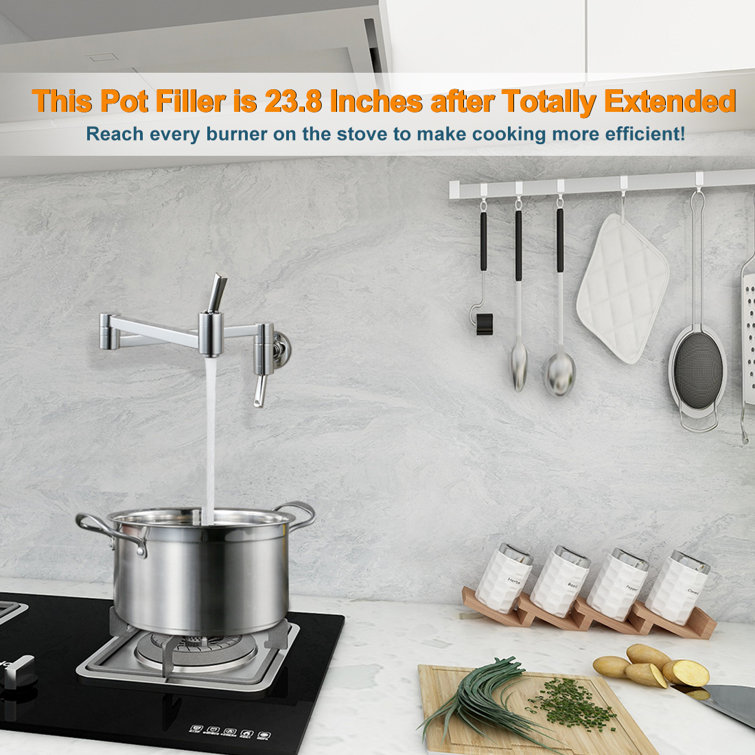 Chrome Wall Mount Folding Stretchable Pot Filler Faucet