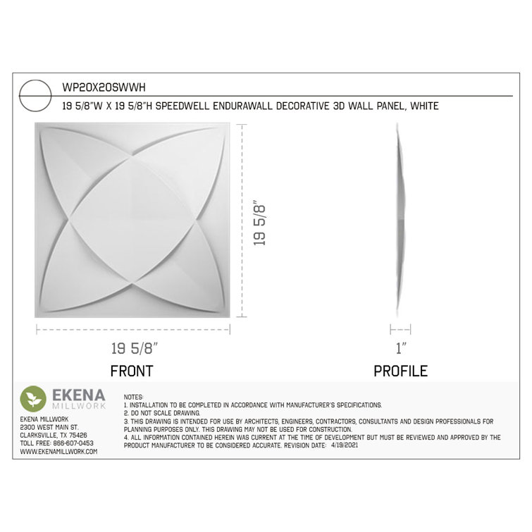White Textured PVC 3D Decorative Wall Panel 19.63" x 19.63"