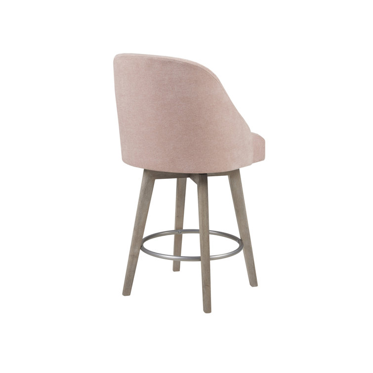 Blue Swivel Counter Stool with Wood Legs