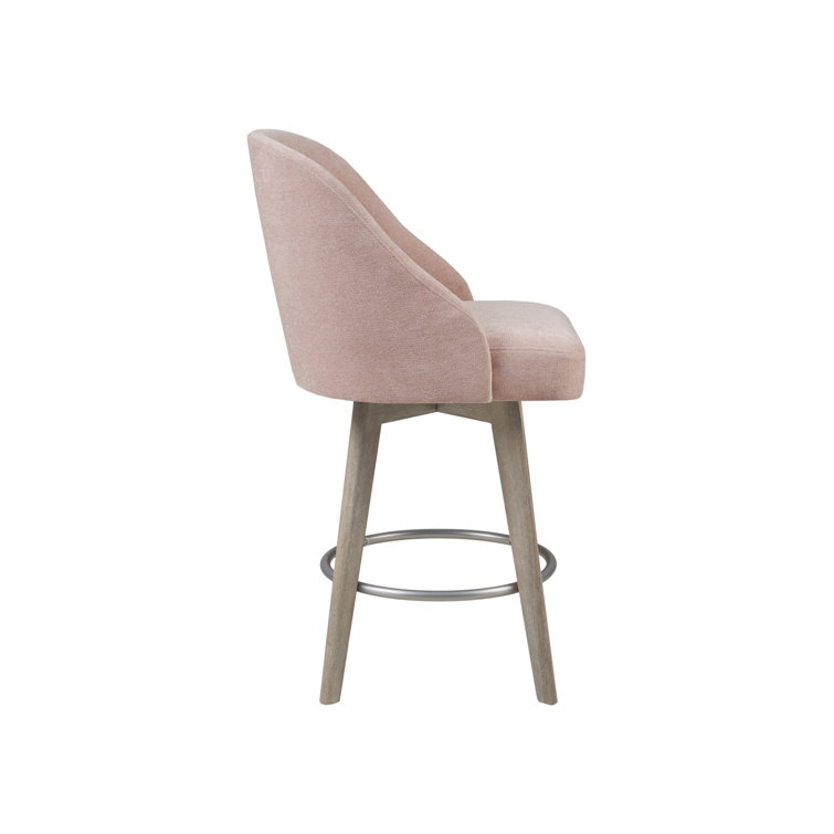 Blue Swivel Counter Stool with Wood Legs