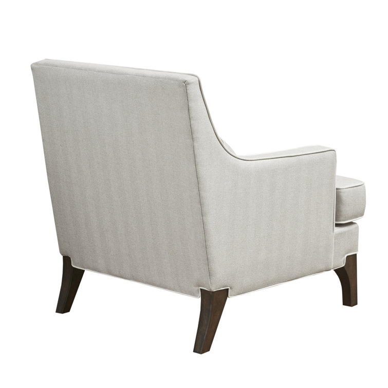 Cream and Dark Brown Wide Accent Chair with Pillow