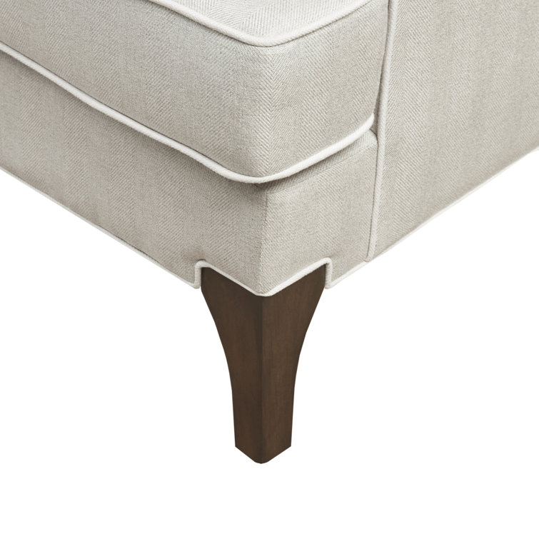Cream and Dark Brown Wide Accent Chair with Pillow