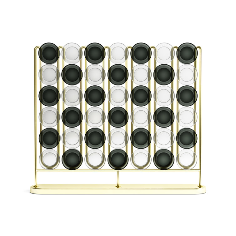 Modern Brass and Frosted Acrylic Connect Four Game