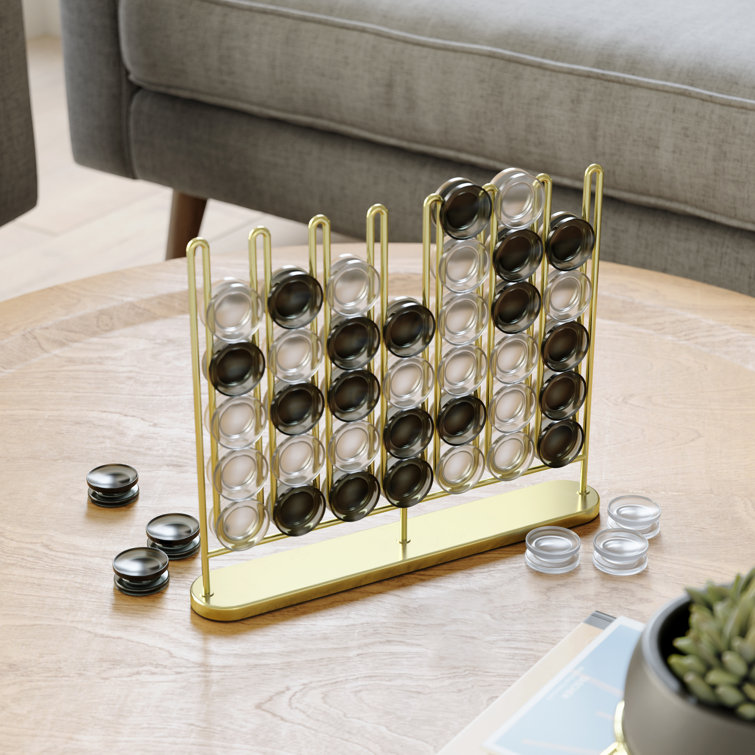 Modern Brass and Frosted Acrylic Connect Four Game