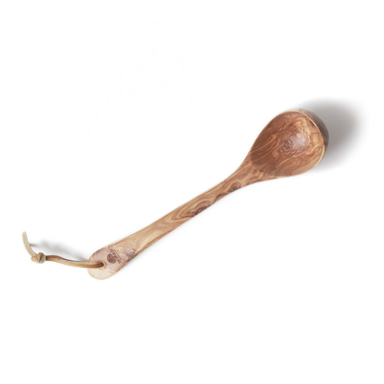 Handcrafted Medium Wood Olive Cooking Ladle with Ergonomic Handle