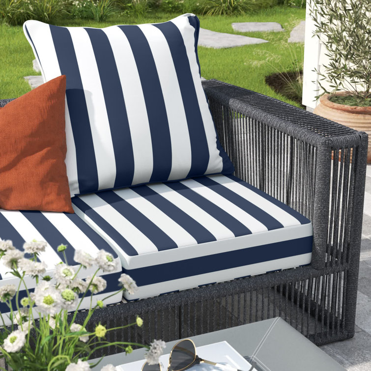 Sapphire Blue Cabana Stripe Outdoor Deep Seat Cushion Set