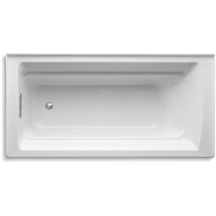 72" White Acrylic Alcove Soaking Bathtub with Left Drain