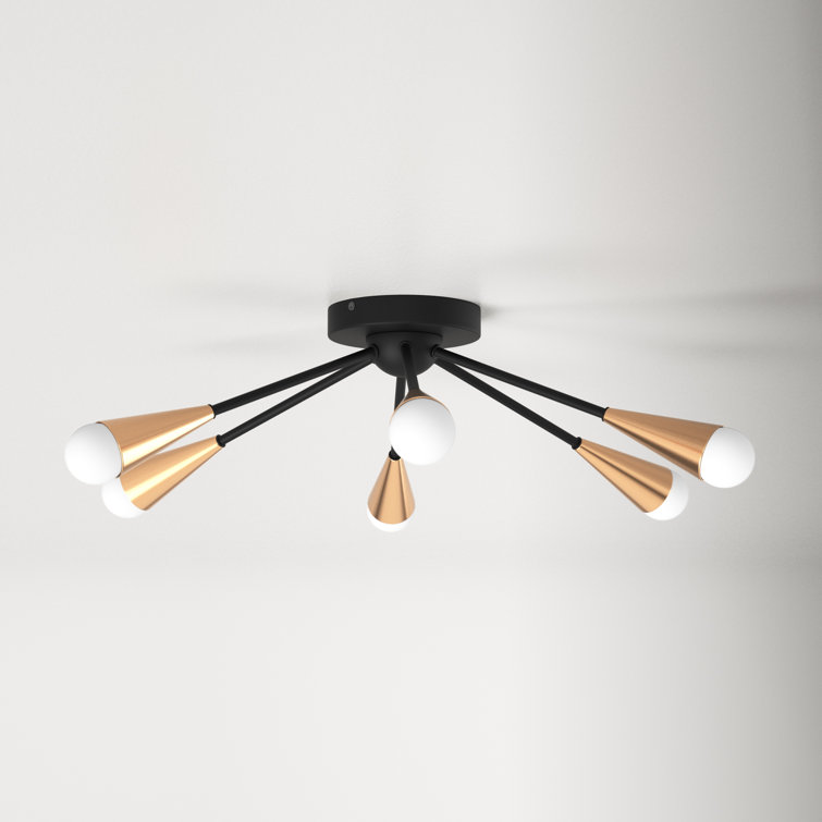 Clive Satin Brass 25" Modern Half-Sputnik Flush Mount