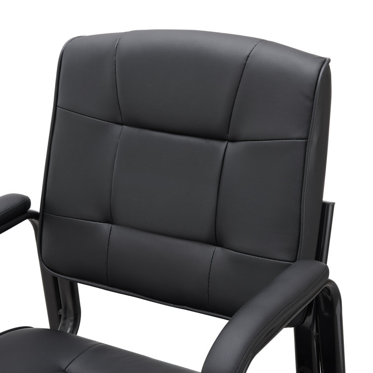 Mindy Executive Leather Fabric Guest Chair Set, Black Metal Frame