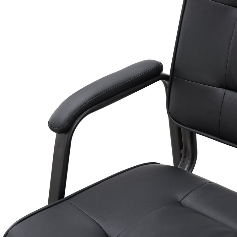 Mindy Executive Leather Fabric Guest Chair Set, Black Metal Frame