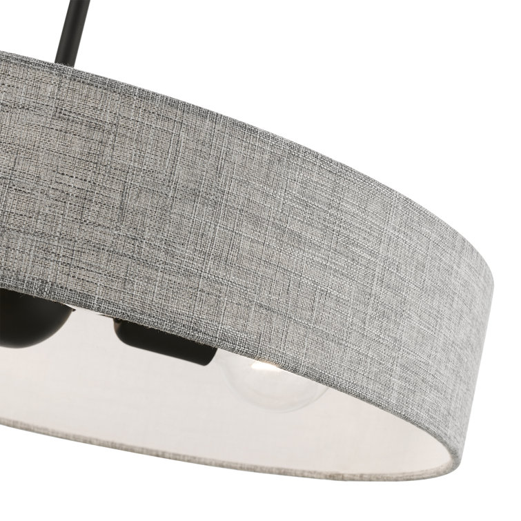 Black and Gray Metal Drum Chandelier with Fabric Shade