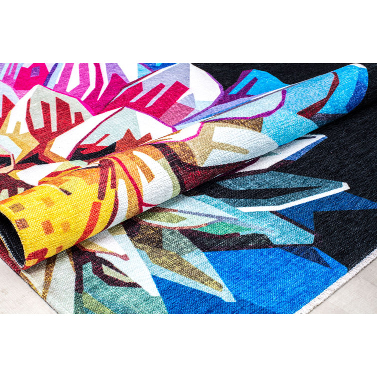 Eternal Dahlia 8' x 10' Black Floral Synthetic Area Rug