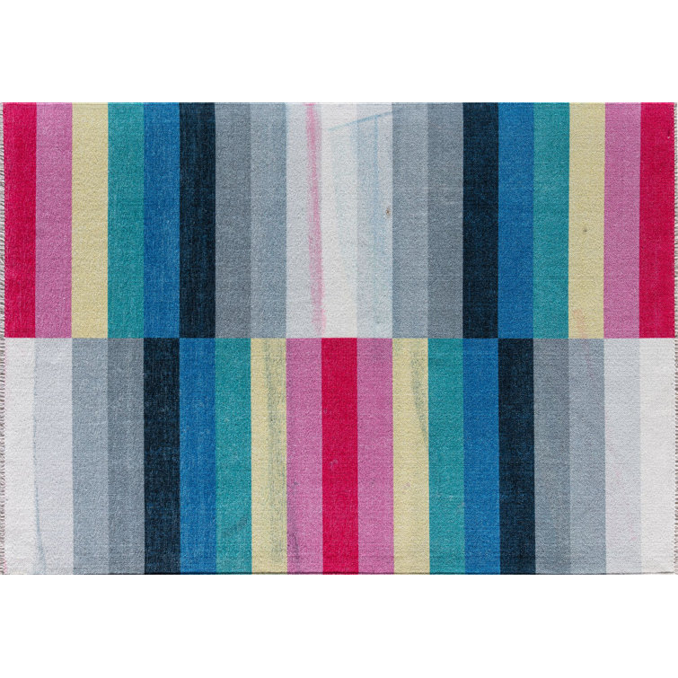 Maisie Multicolor Chenille Geometric Runner Rug, 2'7" x 8'