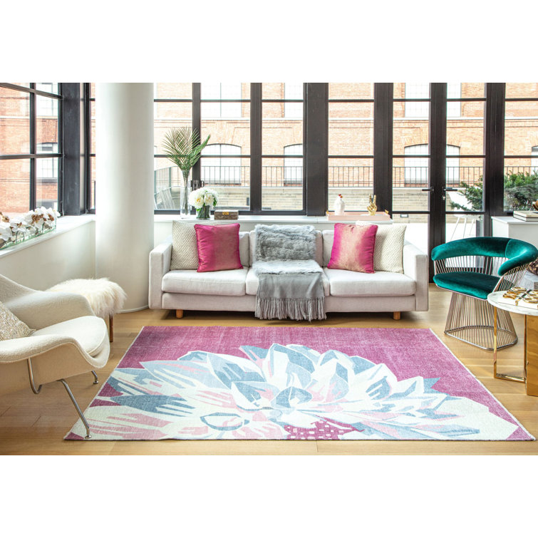 Maisie 8' x 10' Pink and Black Floral Synthetic Area Rug