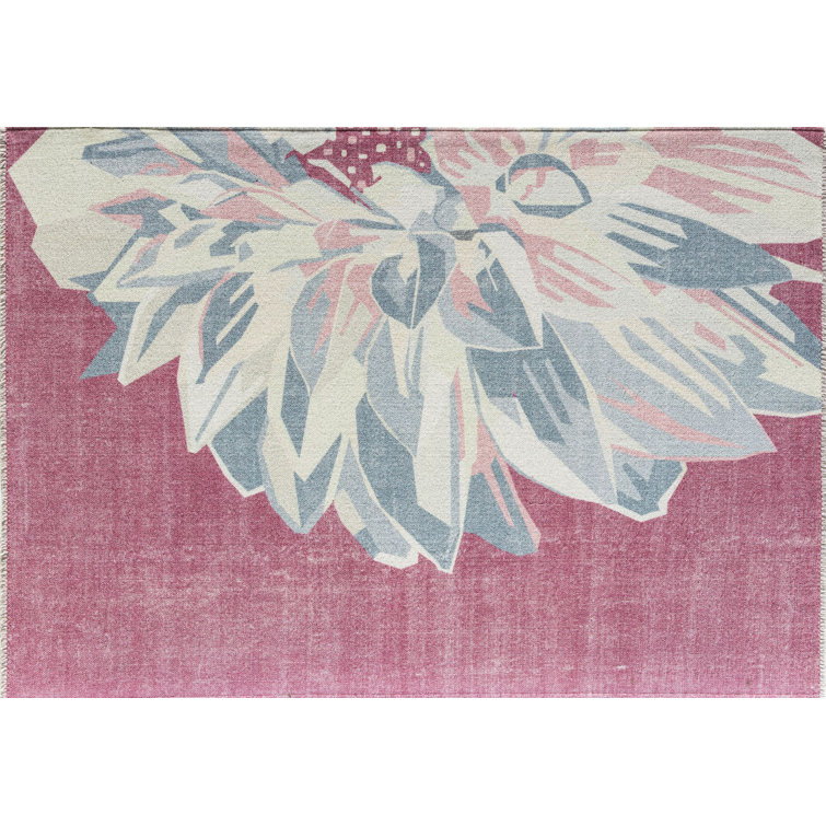 Maisie 8' x 10' Pink and Black Floral Synthetic Area Rug