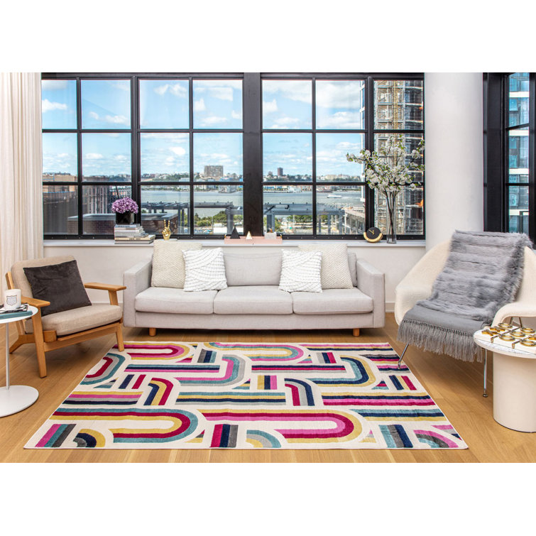Elizabeth Sutton Multicolor Geometric 8' x 10' Synthetic Area Rug
