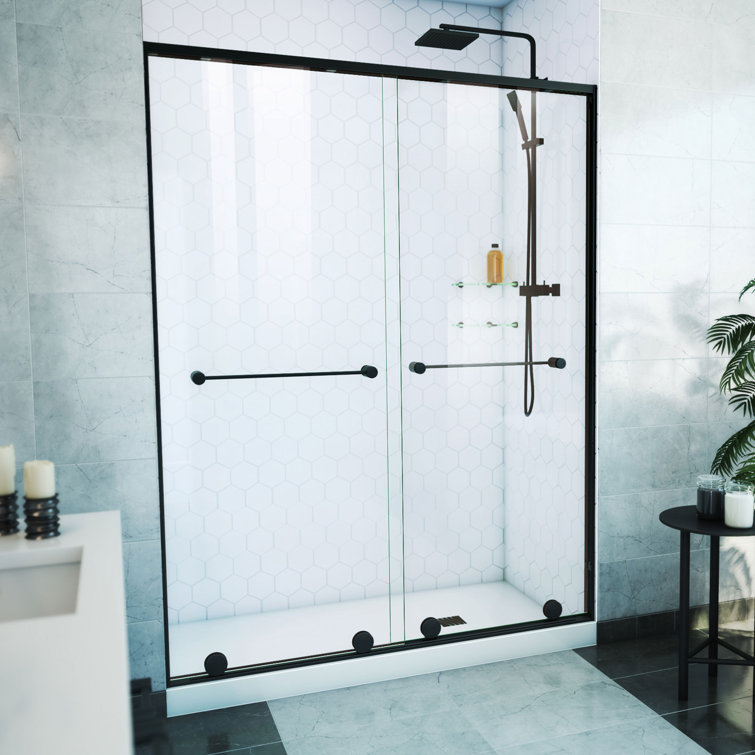 Harmony 60" Matte Black Semi-Frameless Sliding Shower Door