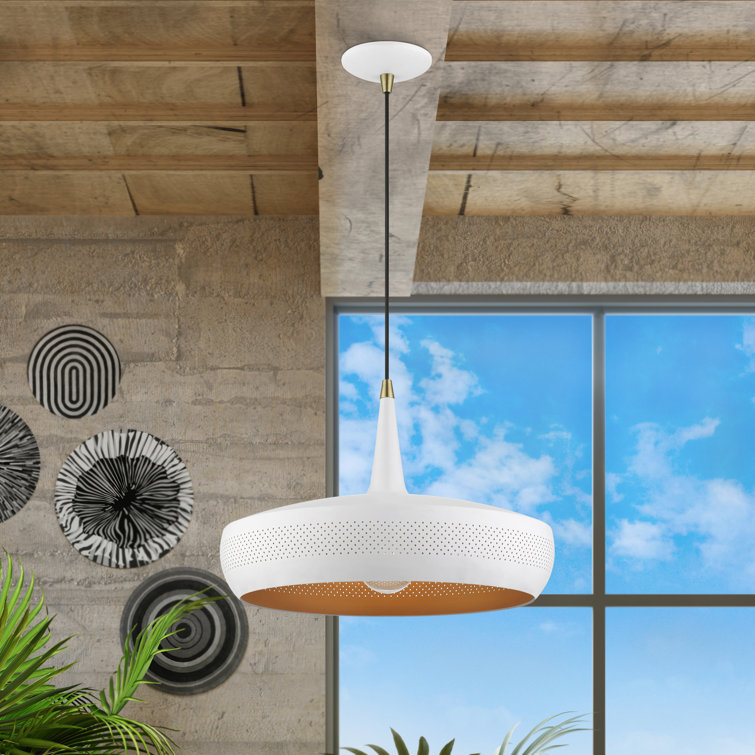 White and Gold Aluminum Geometric Pendant Light