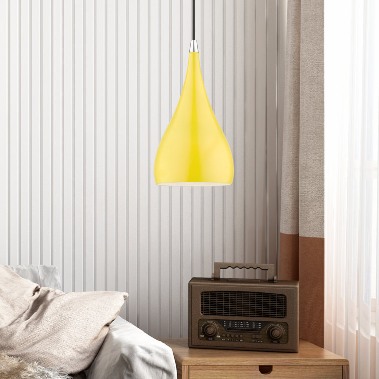 Amador Shiny Yellow Mini Pendant with Polished Chrome Accents