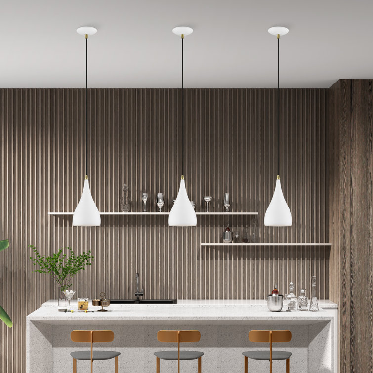 Shiny White Aluminum Teardrop Pendant Light