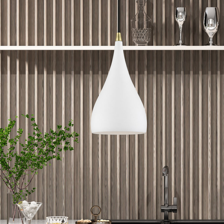 Shiny White Aluminum Teardrop Pendant Light