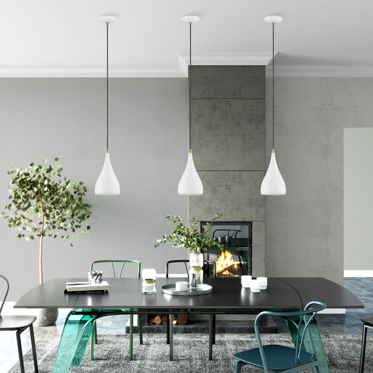 Shiny White Aluminum Teardrop Pendant Light