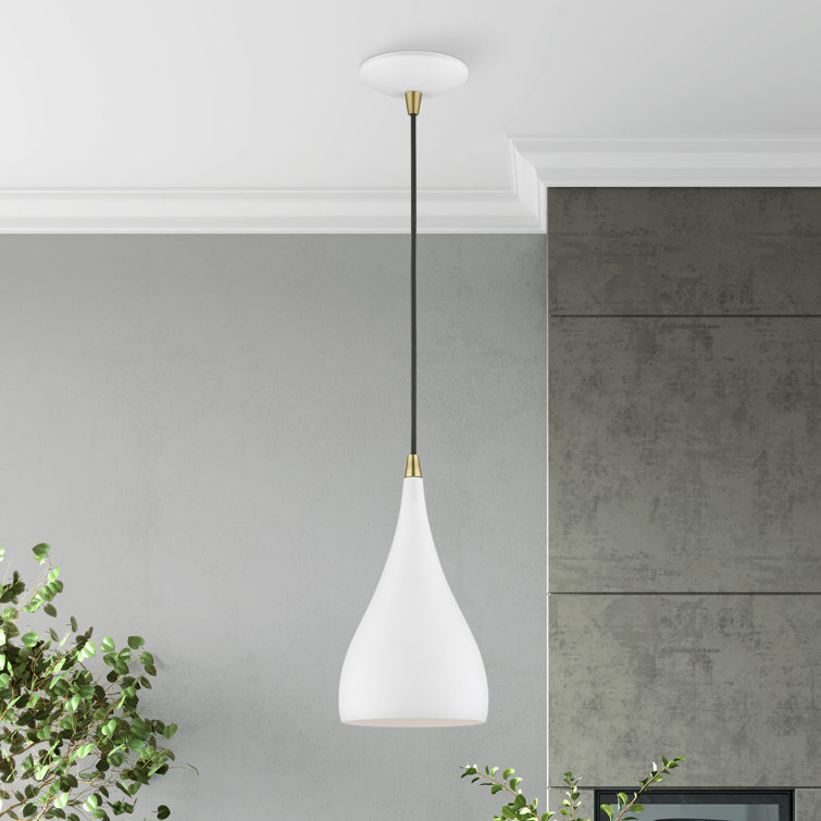 Shiny White Aluminum Teardrop Pendant Light