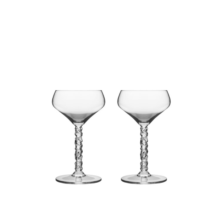 Carat 8.4oz Clear Crystal Faceted Coupe Glass Set