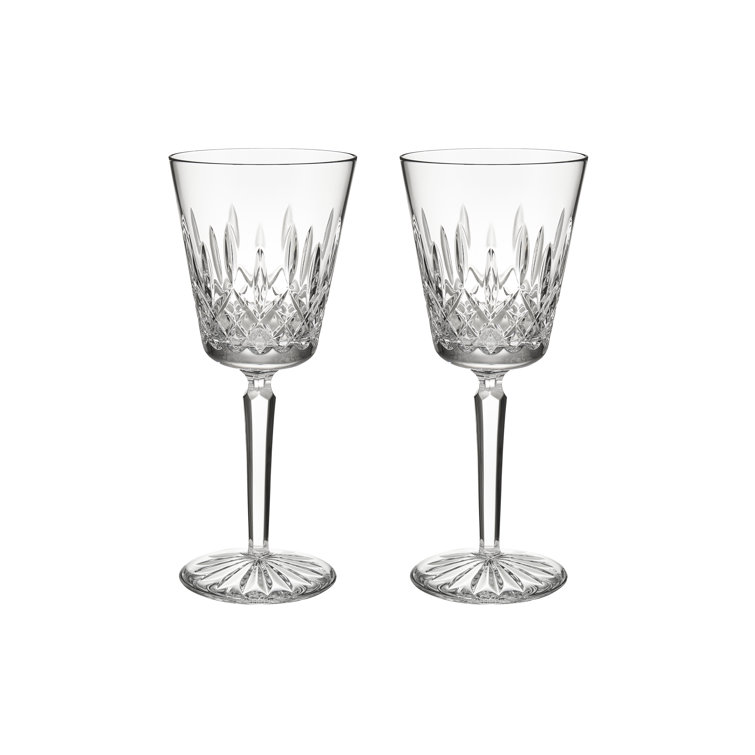 Elegant Lismore 8.5oz Crystal Wine Goblets, Set of 2