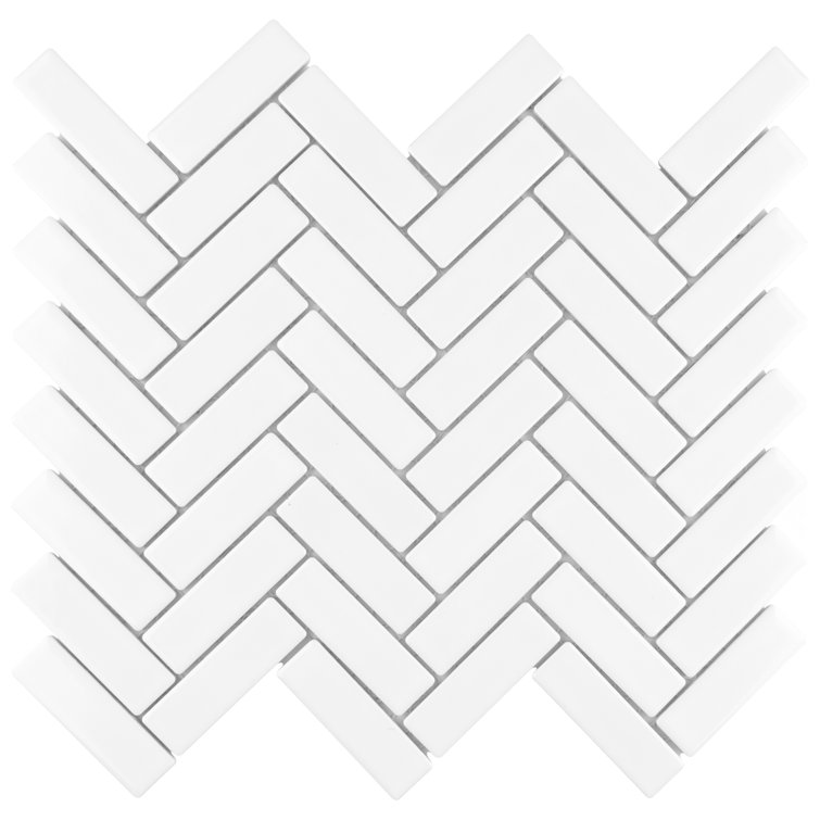 Glossy White Porcelain Herringbone Mosaic Tile for Floor and Wall