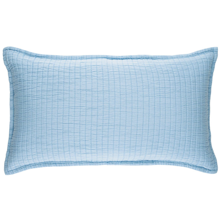 Soft Blue Cotton King Sham with Ribbed Weave