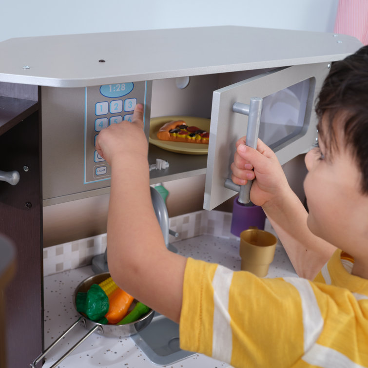 KidKraft Espresso Corner Wooden Play Kitchen with Lights & Sounds