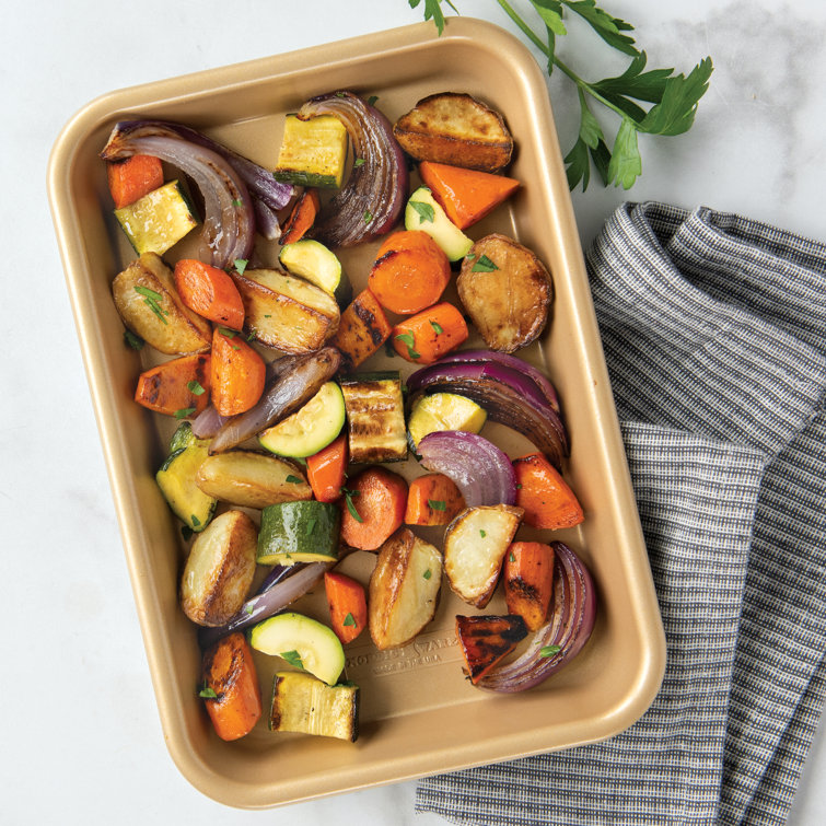 Compact Gold Aluminum Nonstick Eighth Sheet Pan