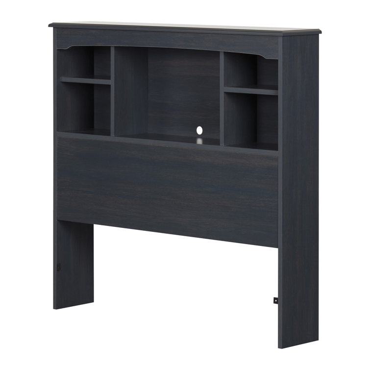 Blueberry Twin Wood Bookcase Headboard with Storage